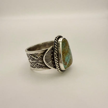 Stamped Kingman Turquoise Ring By Sunshine Reeves Size 10