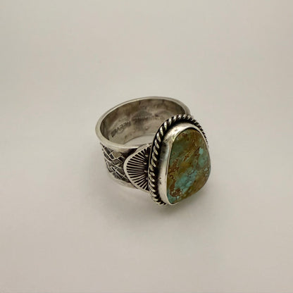 Stamped Kingman Turquoise Ring By Sunshine Reeves Size 10