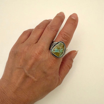 Stamped Kingman Turquoise Ring By Sunshine Reeves Size 10