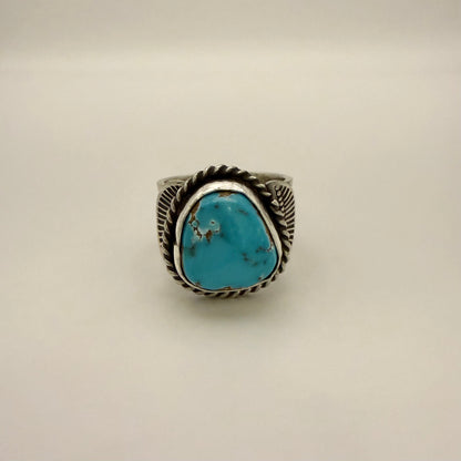 Stamped Kingman Turquoise Ring By Sunshine Reeves Size 9