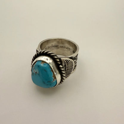 Stamped Kingman Turquoise Ring By Sunshine Reeves Size 9