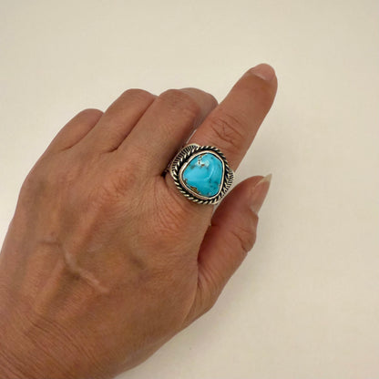 Stamped Kingman Turquoise Ring By Sunshine Reeves Size 9