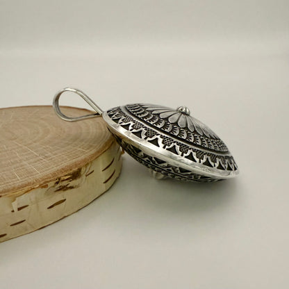 Stamped Navajo Pearl Pendant By Sunshine Reeves - Large