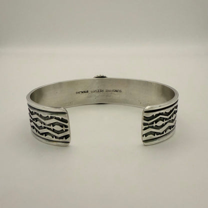 Stamped Kingman Turquoise Cuff Bracelet By Sunshine Reeves 5.5"