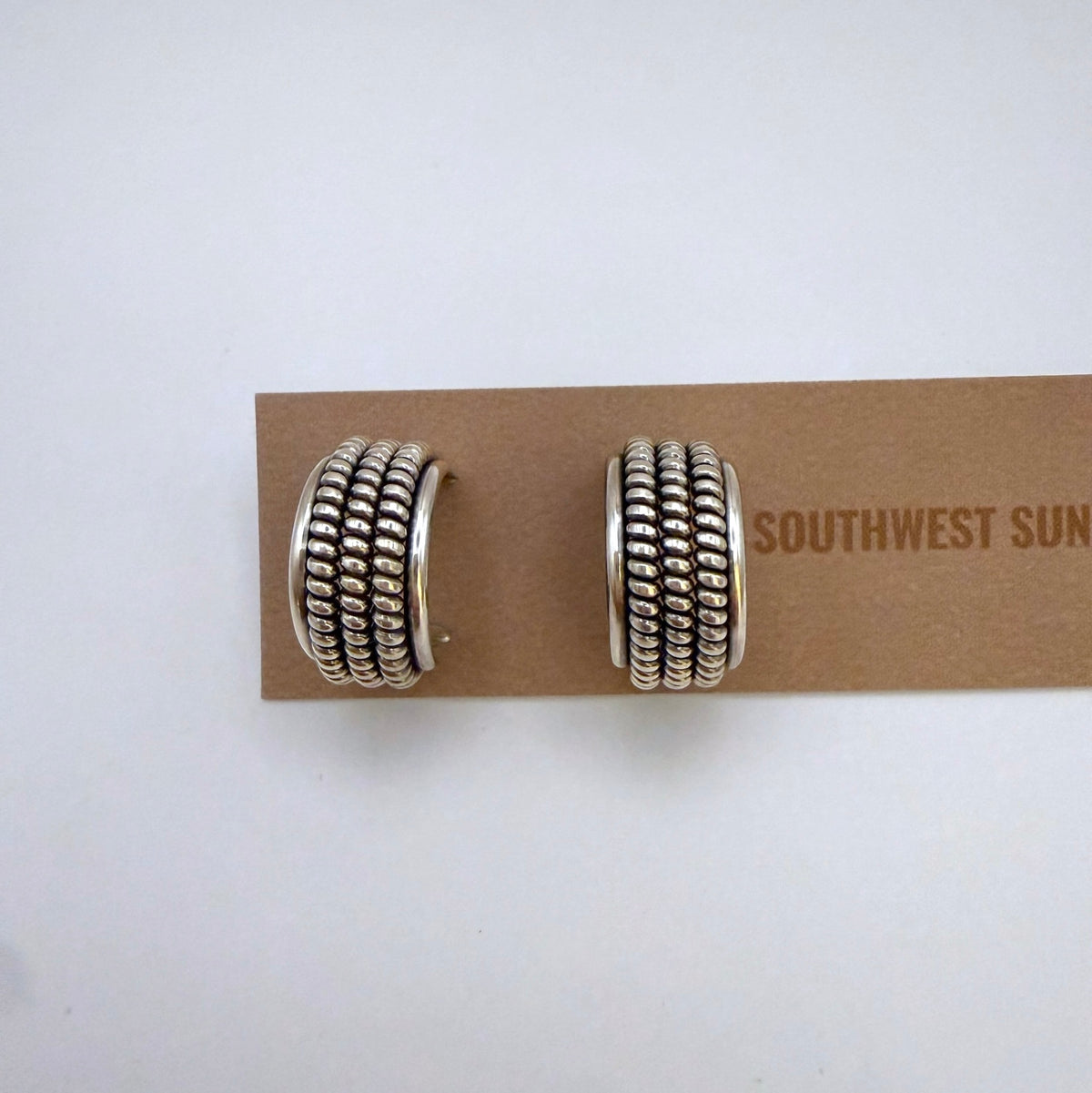 Sterling Silver Hoop Earrings 5/8" Triple coils