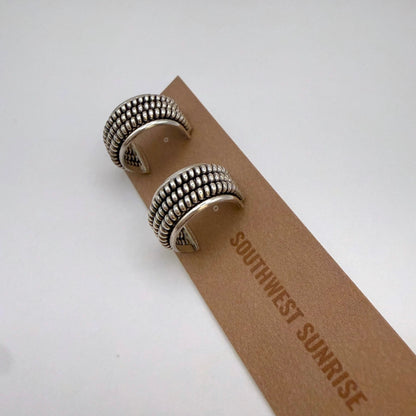 Sterling Silver Hoop Earrings 5/8" Triple coils