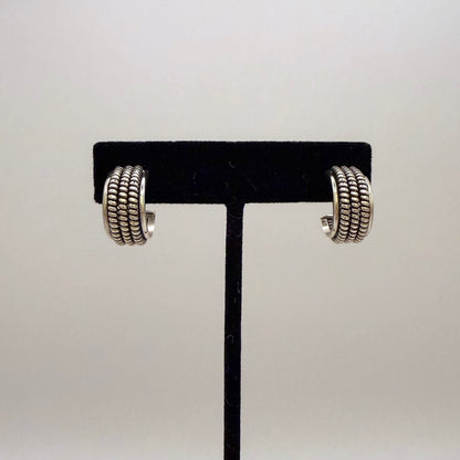 Sterling Silver Hoop Earrings 5/8" Triple coils