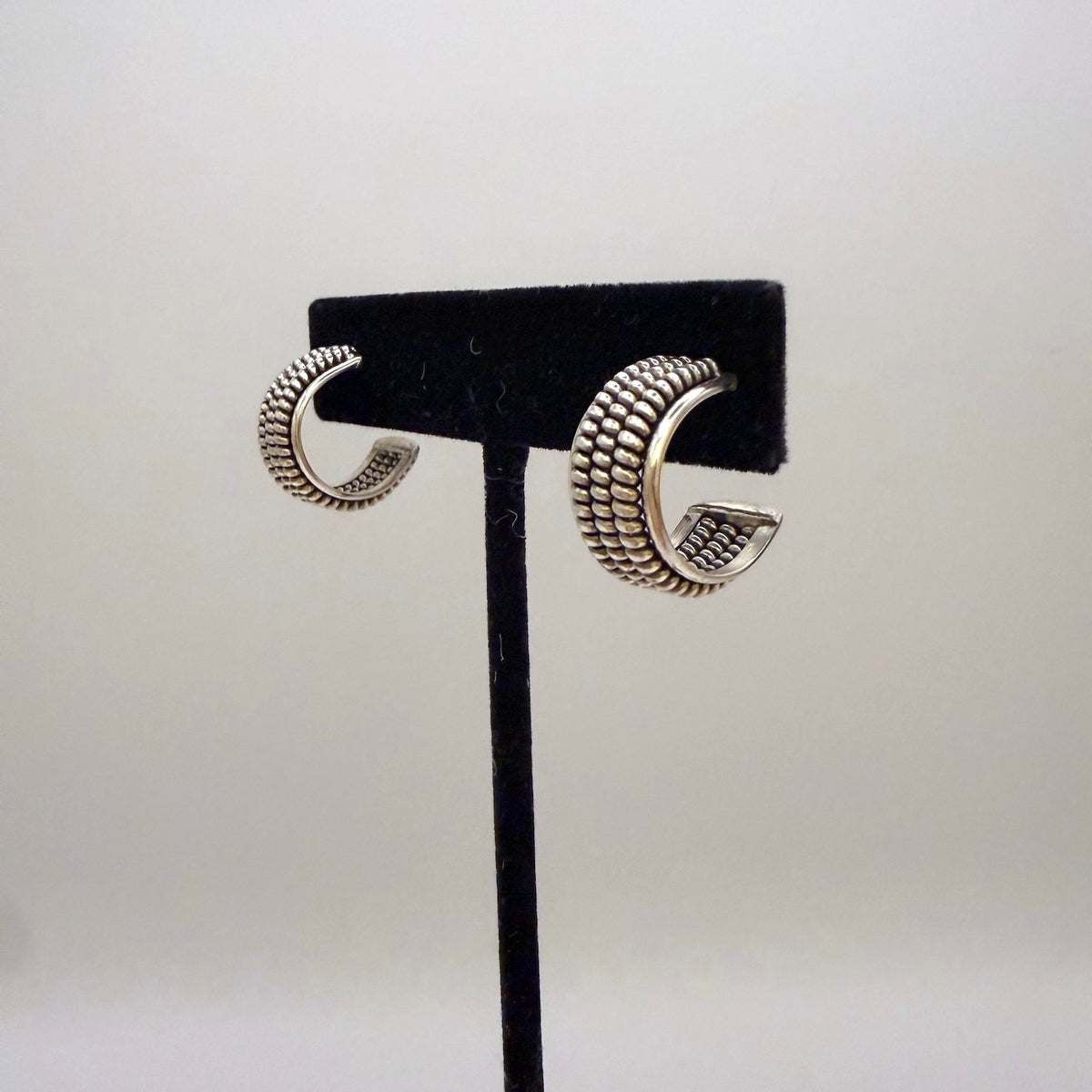 Sterling Silver Hoop Earrings 5/8" Triple coils