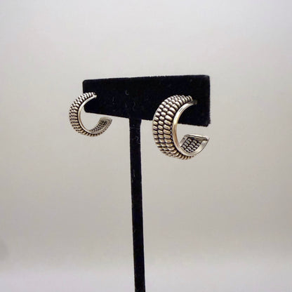 Sterling Silver Hoop Earrings 5/8" Triple coils