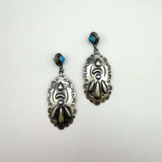 Turquoise Concho Dangle Earrings