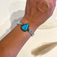 Stamped Kingman Turquoise Cuff Bracelet By Kinsley Natoni