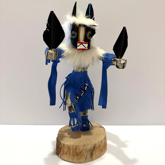 Native American Navajo Badger Healer Kachina Doll / Blue