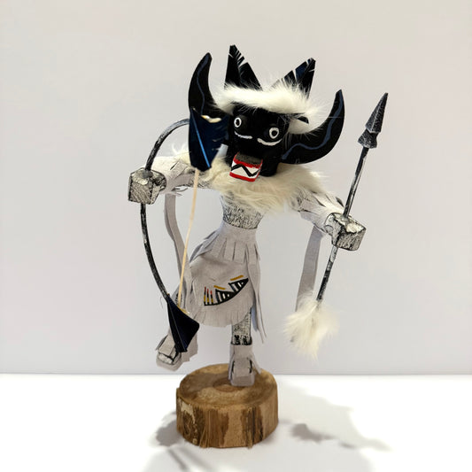 Native American Navajo Ahote Warrior Kachina Doll / White