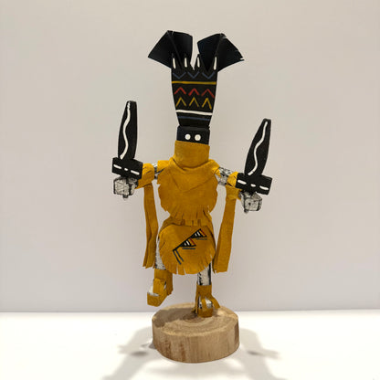 Native American Navajo Apache Crown Dancer Kachina Doll / Gold