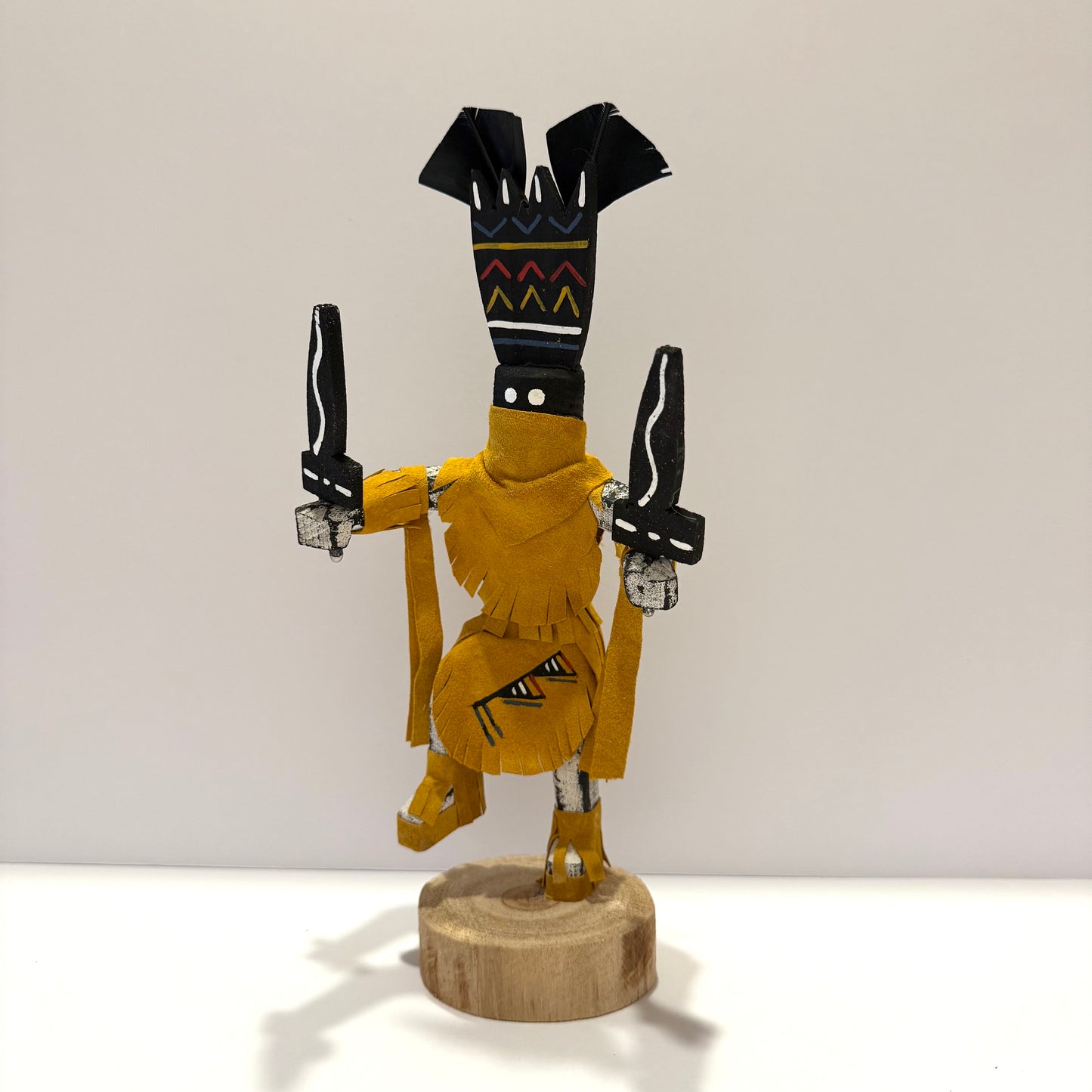 Native American Navajo Apache Crown Dancer Kachina Doll / Gold