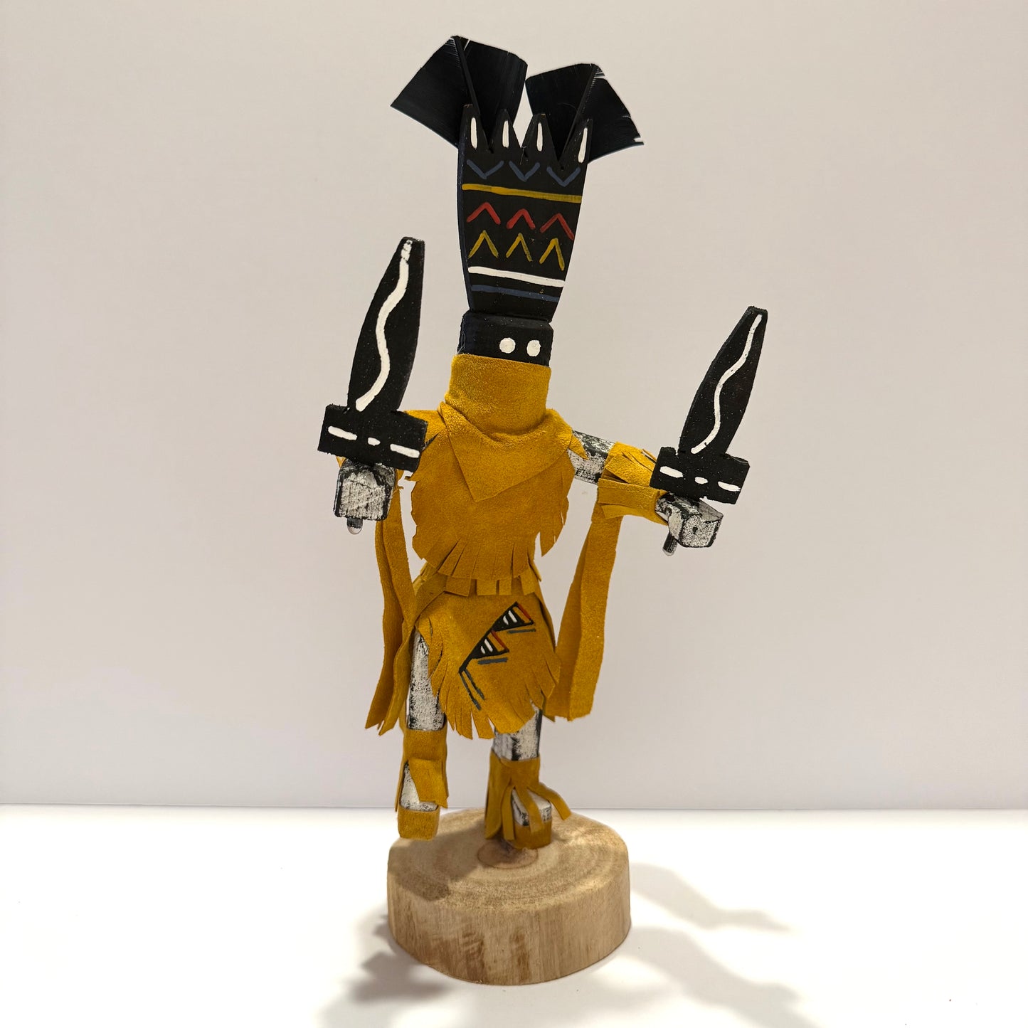 Native American Navajo Apache Crown Dancer Kachina Doll / Gold