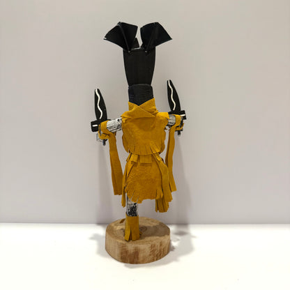 Native American Navajo Apache Crown Dancer Kachina Doll / Gold