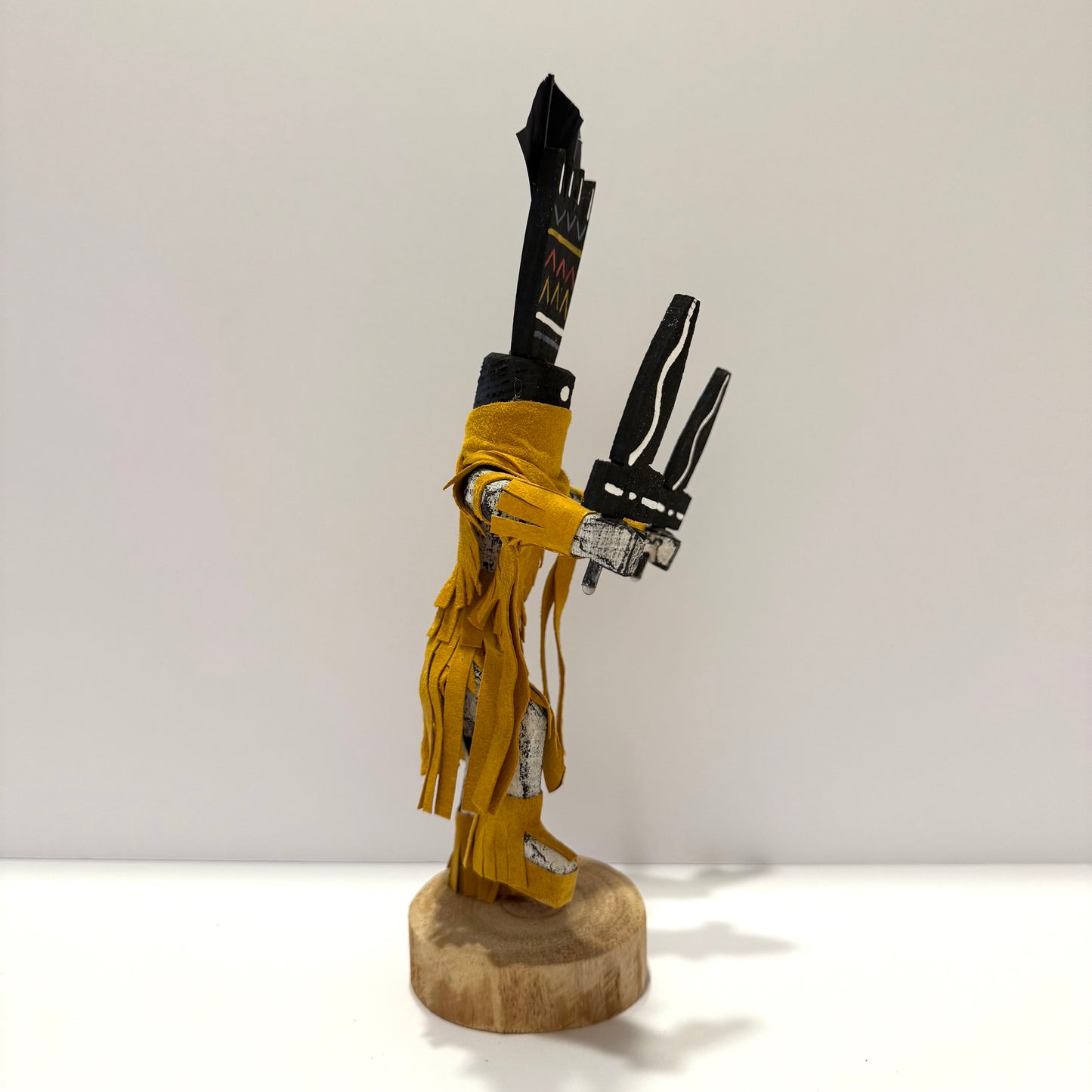 Native American Navajo Apache Crown Dancer Kachina Doll / Gold