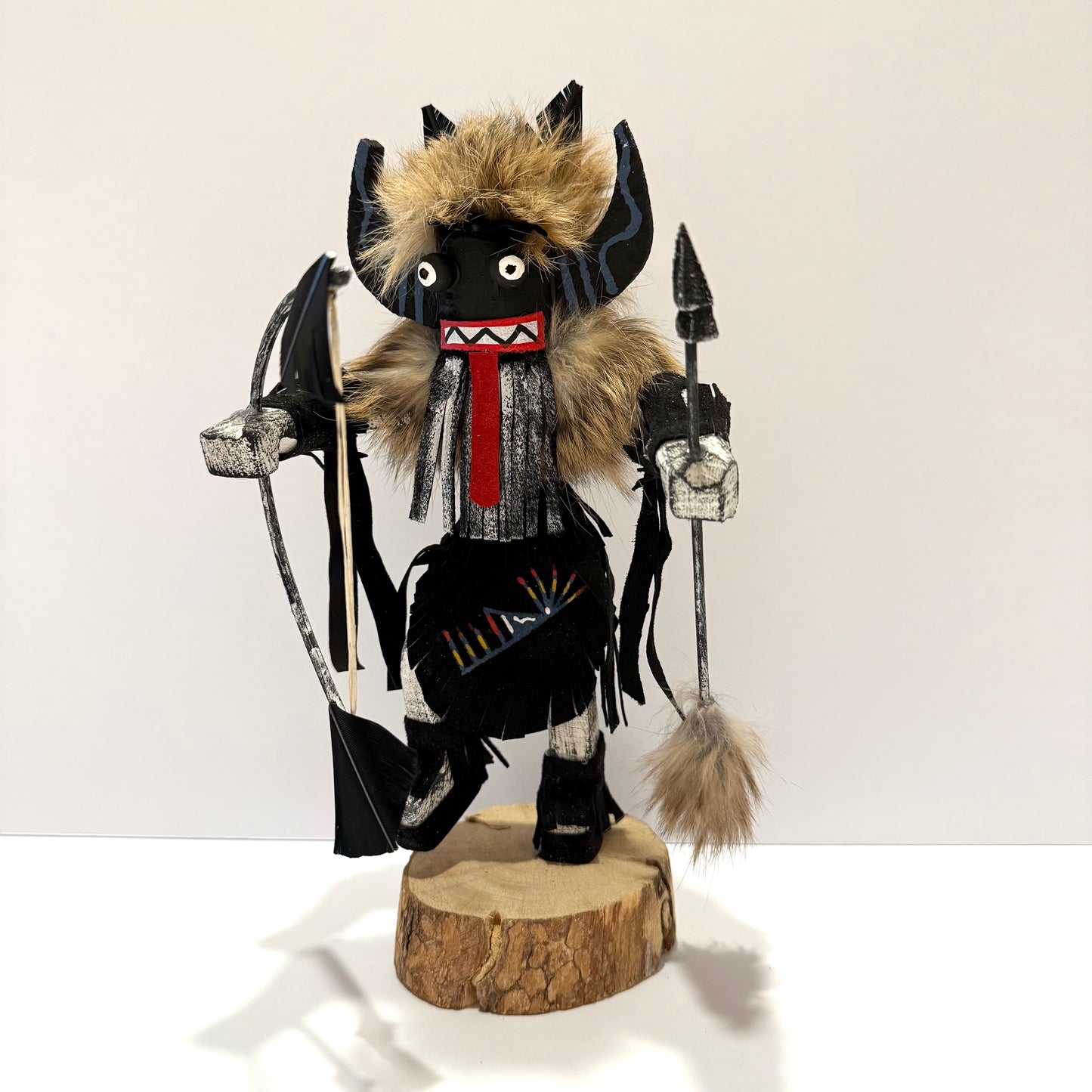 ネイティブ アメリカンナバホ族 アングリーウォーリアダンサー カチーナドール / ブラック