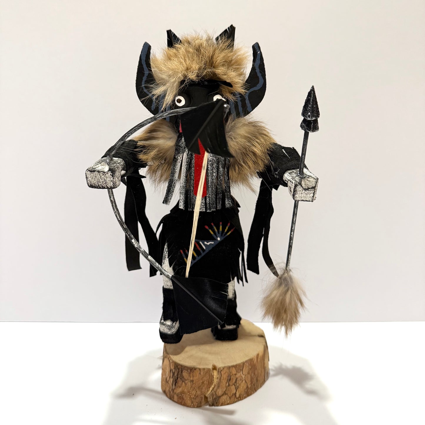 ネイティブ アメリカンナバホ族 アングリーウォーリアダンサー カチーナドール / ブラック