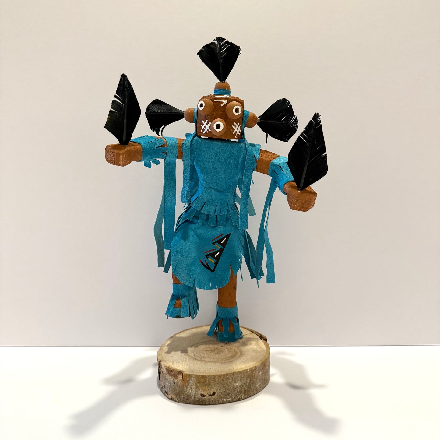 Native American Navajo Mudhead Kachina Doll / Turquoise