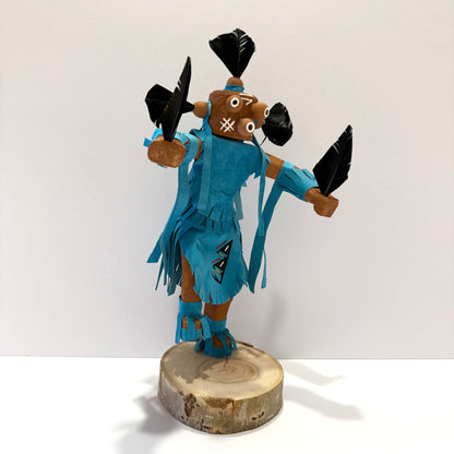 Native American Navajo Mudhead Kachina Doll / Turquoise