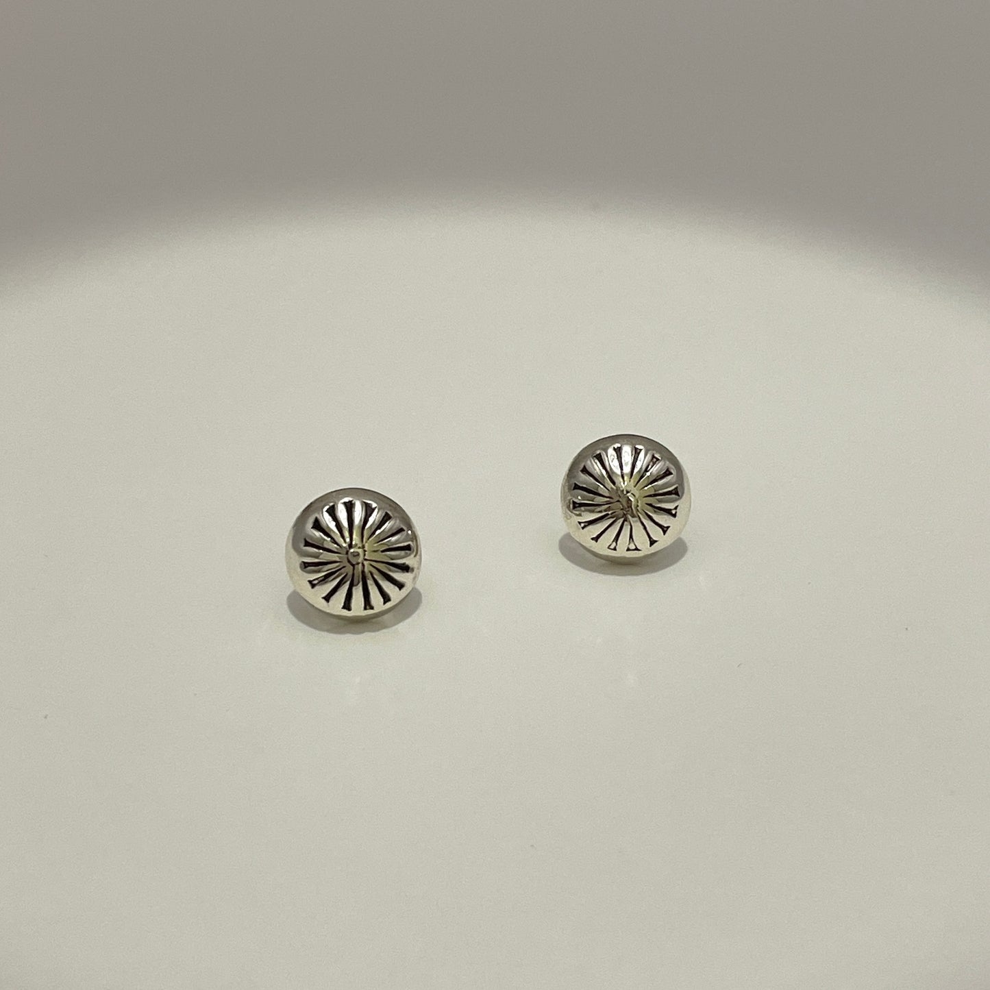 Stamped Button Stud Earrings 11mm