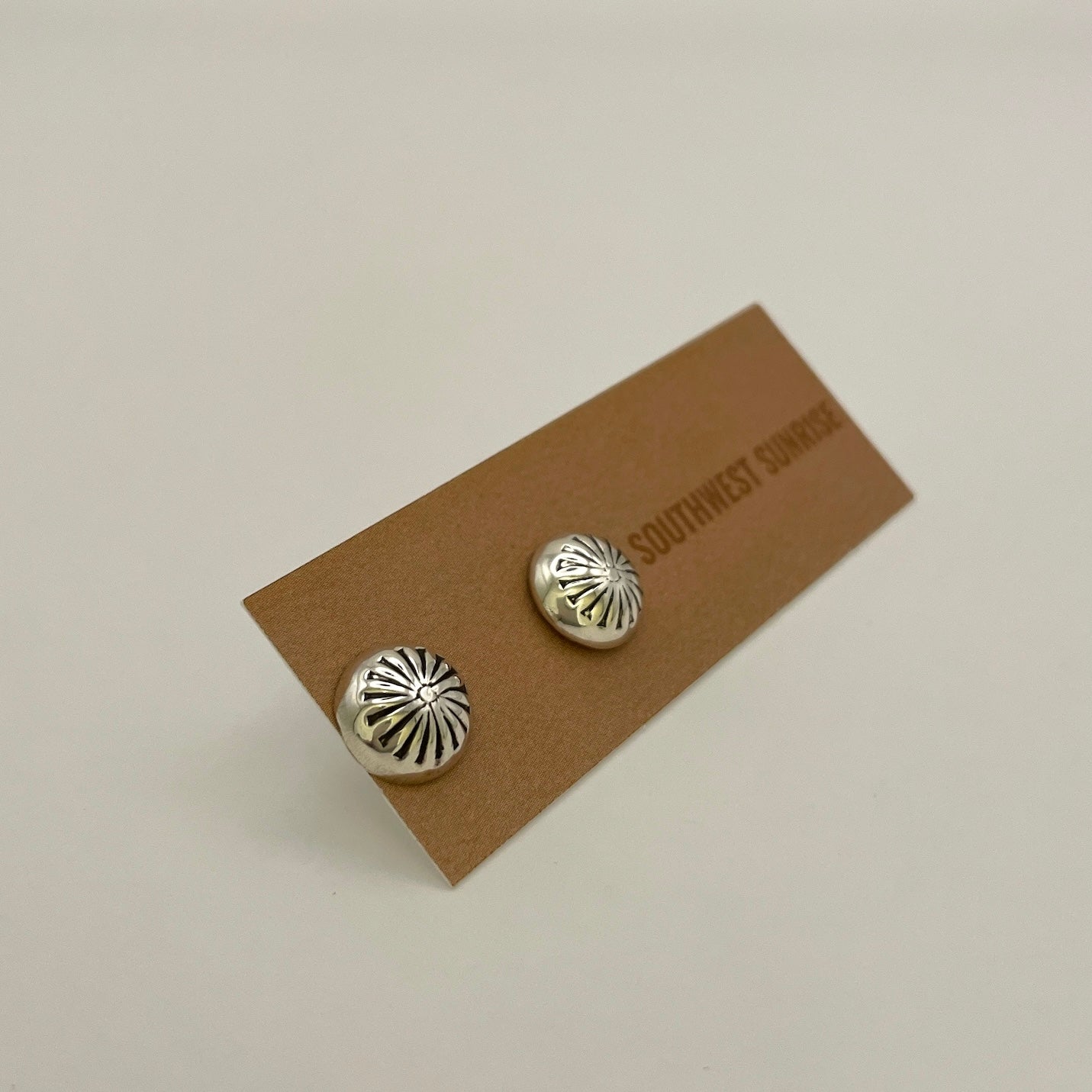 Stamped Button Stud Earrings 11mm