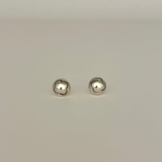 Stamped Button Stud Earrings 3/8"