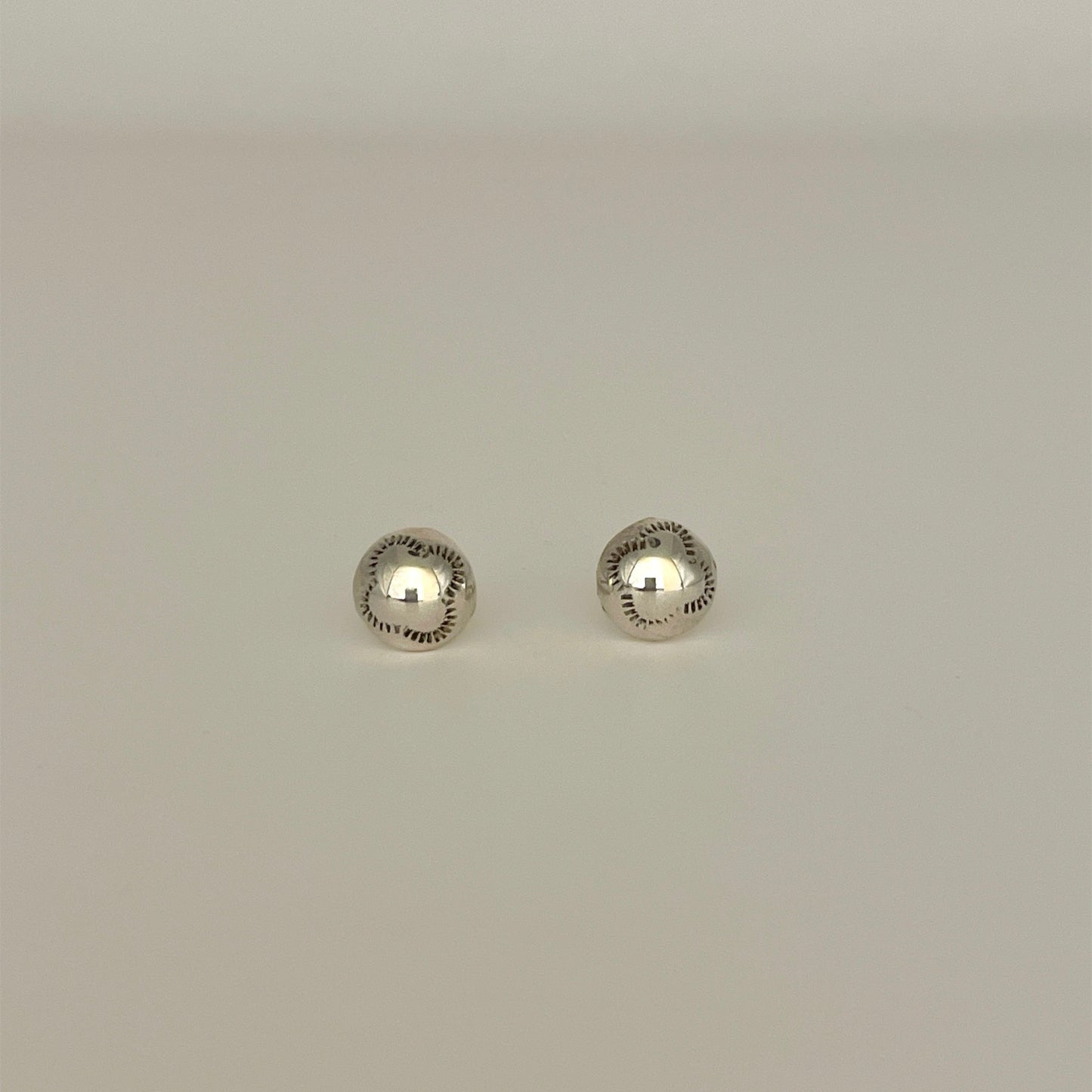 Stamped Button Stud Earrings 3/8"