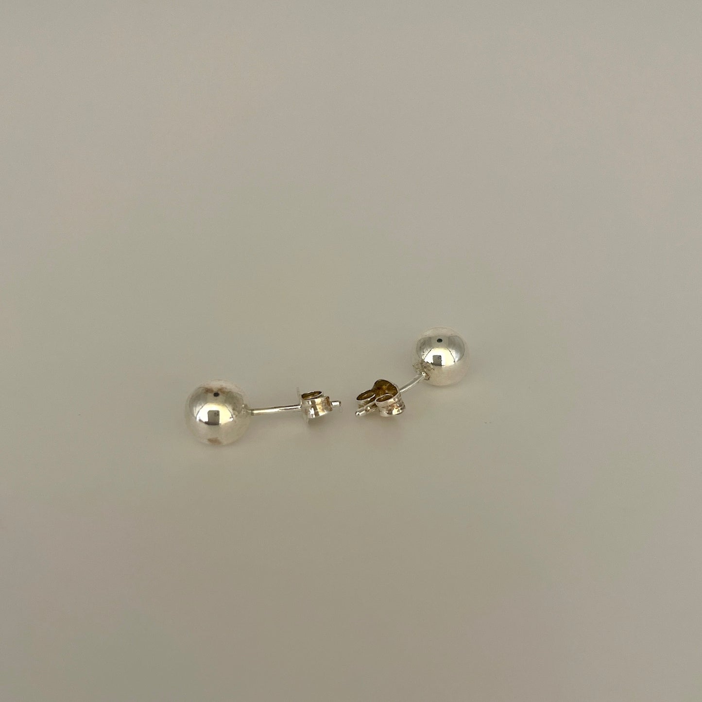 Silver Bead Stud Earrings 0.25"