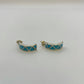 Turquoise Inlay Small Hoop Earrings 0.66"