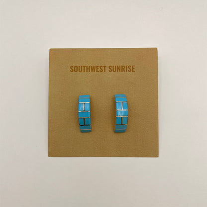 ターコイズインレイフープピアス　２２mm