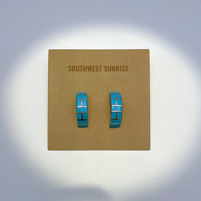 ターコイズインレイフープピアス　２２mm