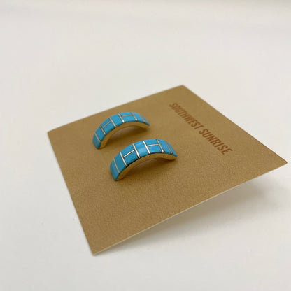 ターコイズインレイフープピアス　２２mm