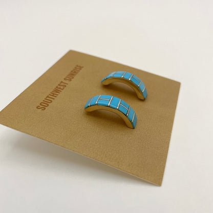 ターコイズインレイフープピアス　２２mm