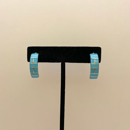 ターコイズインレイフープピアス　２２mm