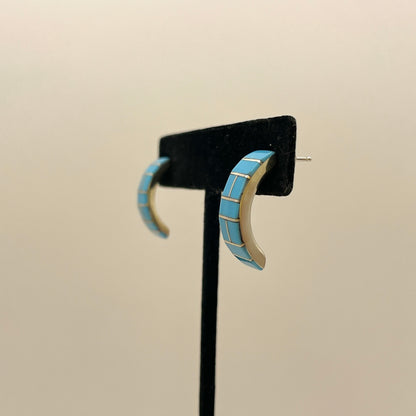 ターコイズインレイフープピアス　２２mm