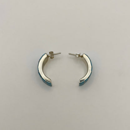 ターコイズインレイフープピアス　２２mm