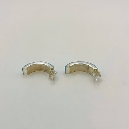 ターコイズインレイフープピアス　２２mm