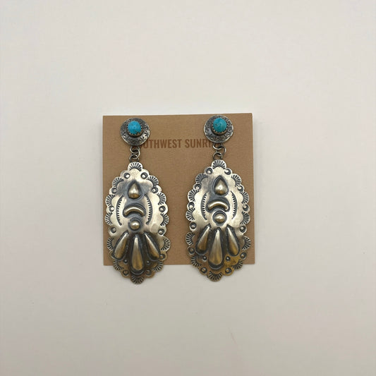 Turquoise Concho Dangle Earrings