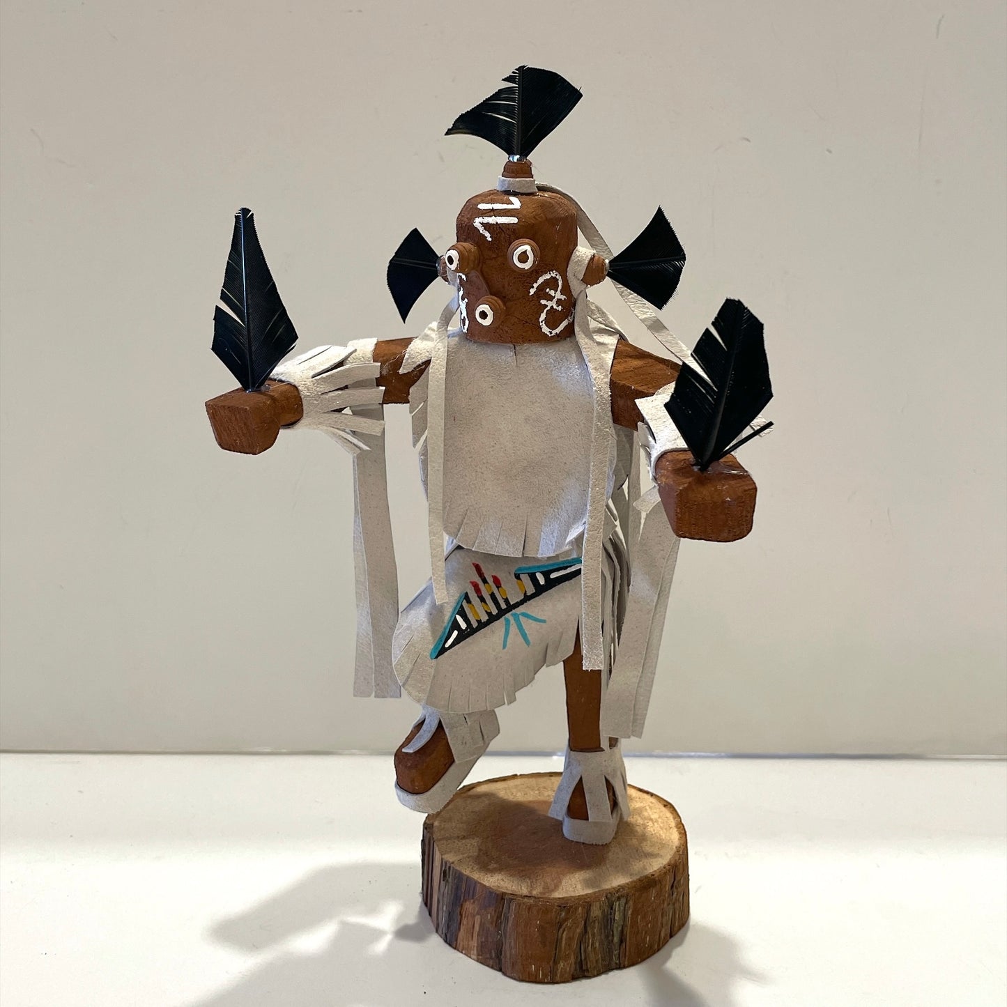 Native American Navajo Mudhead Kachina Doll / White