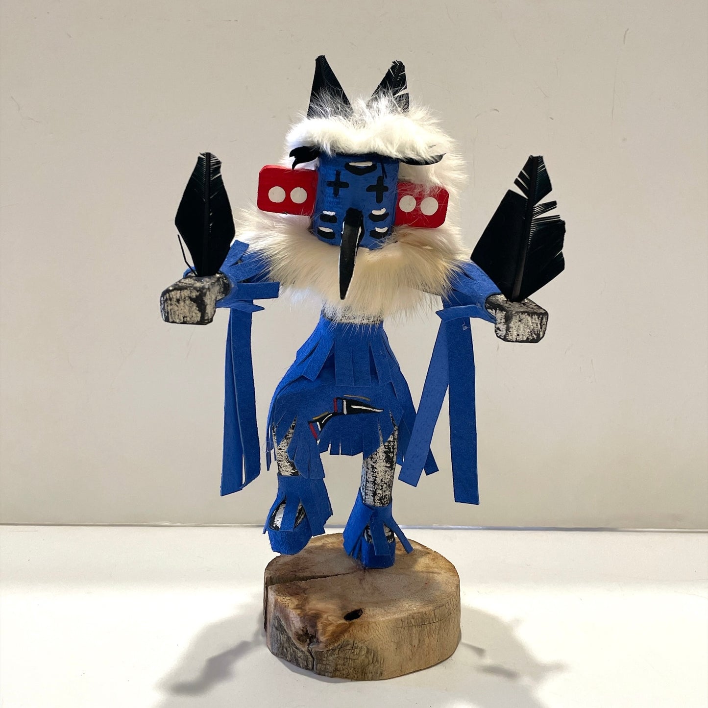 Native American Navajo Roadrunner Kachina Doll / Blue