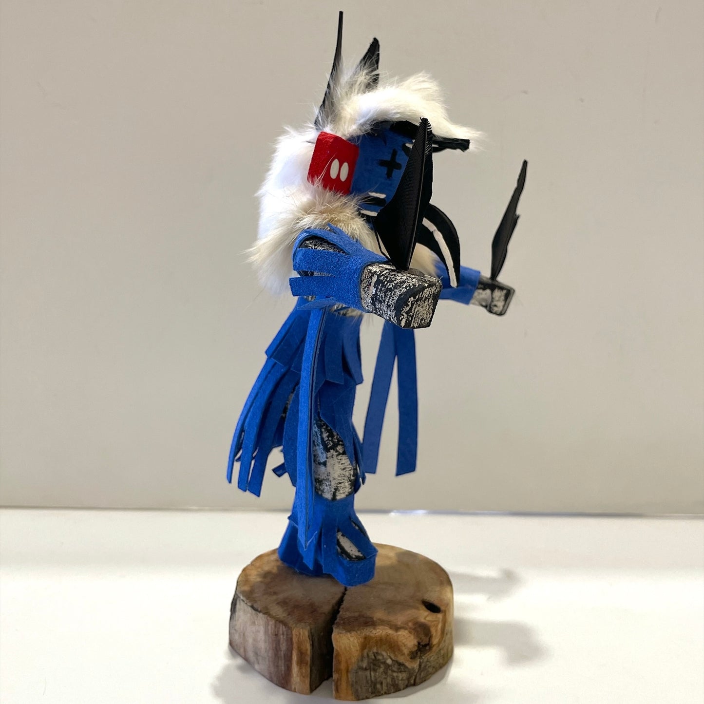 Native American Navajo Roadrunner Kachina Doll / Blue