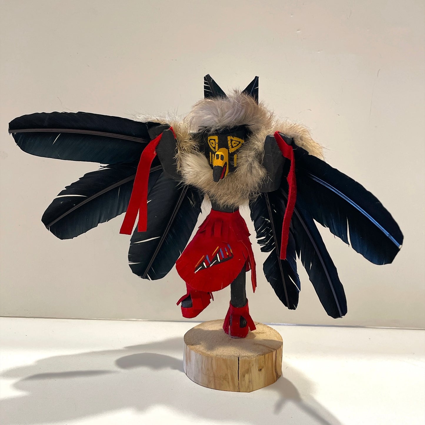 Native American Navajo Raven Kachina Doll / Red