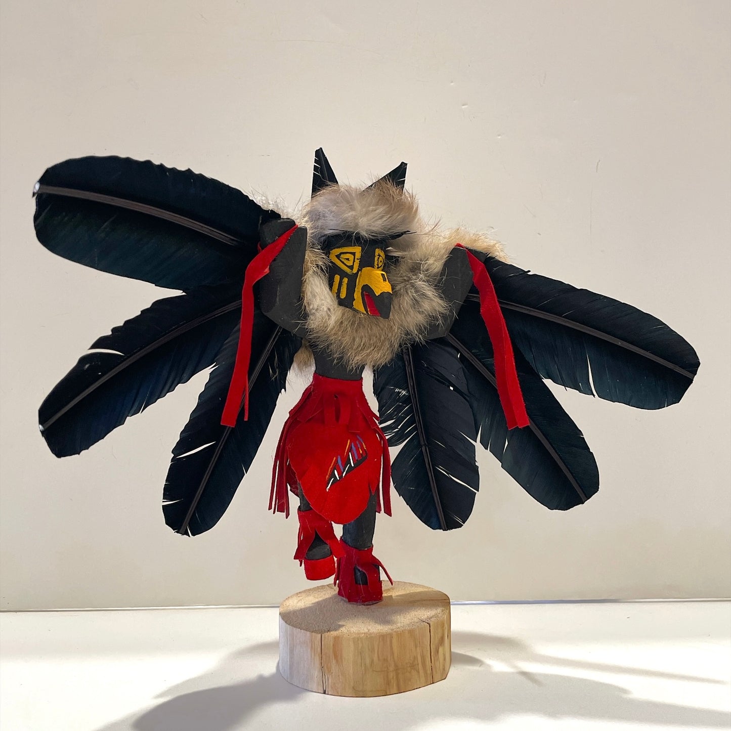 Native American Navajo Raven Kachina Doll / Red