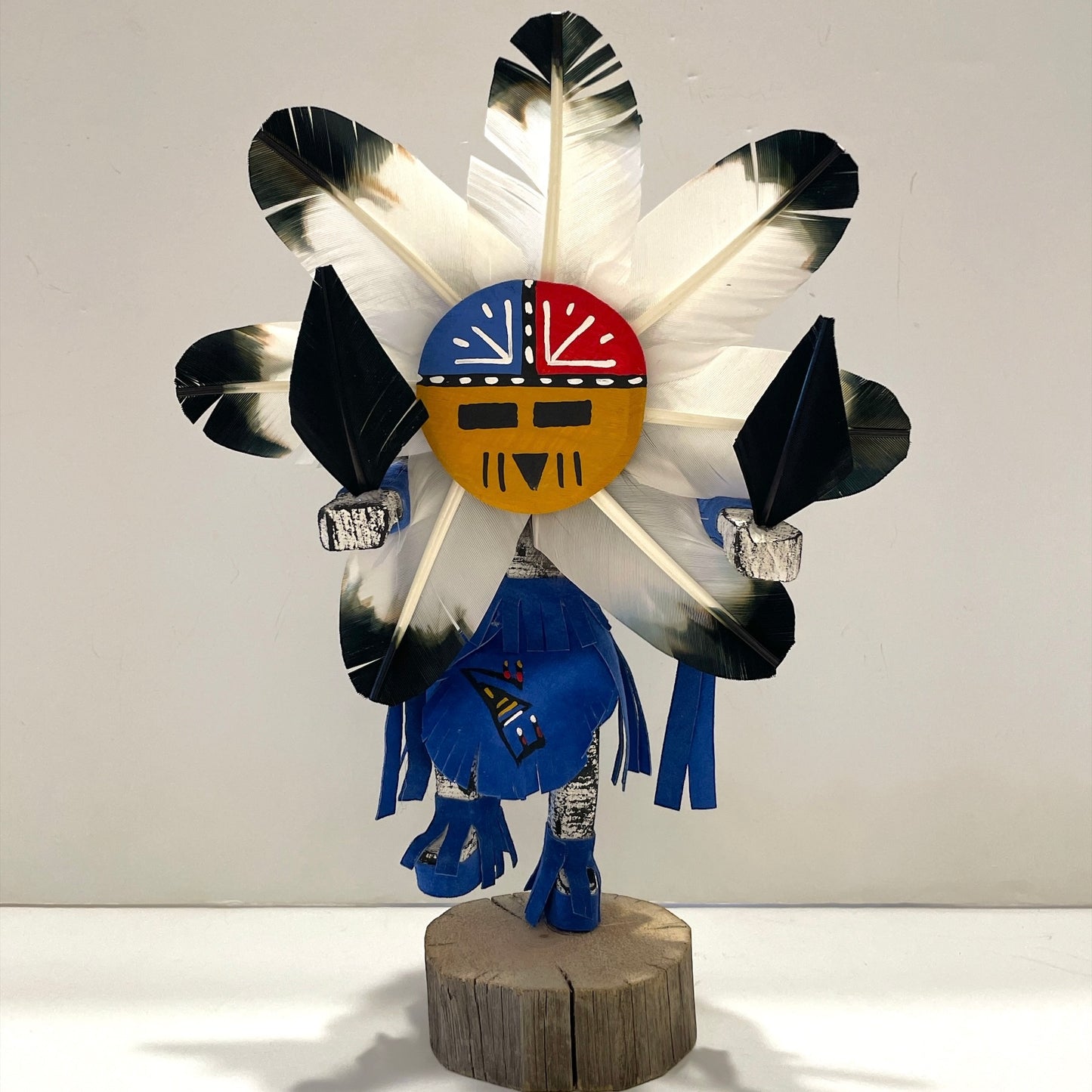 Native American Navajo Sunface Kachina Doll / Blue