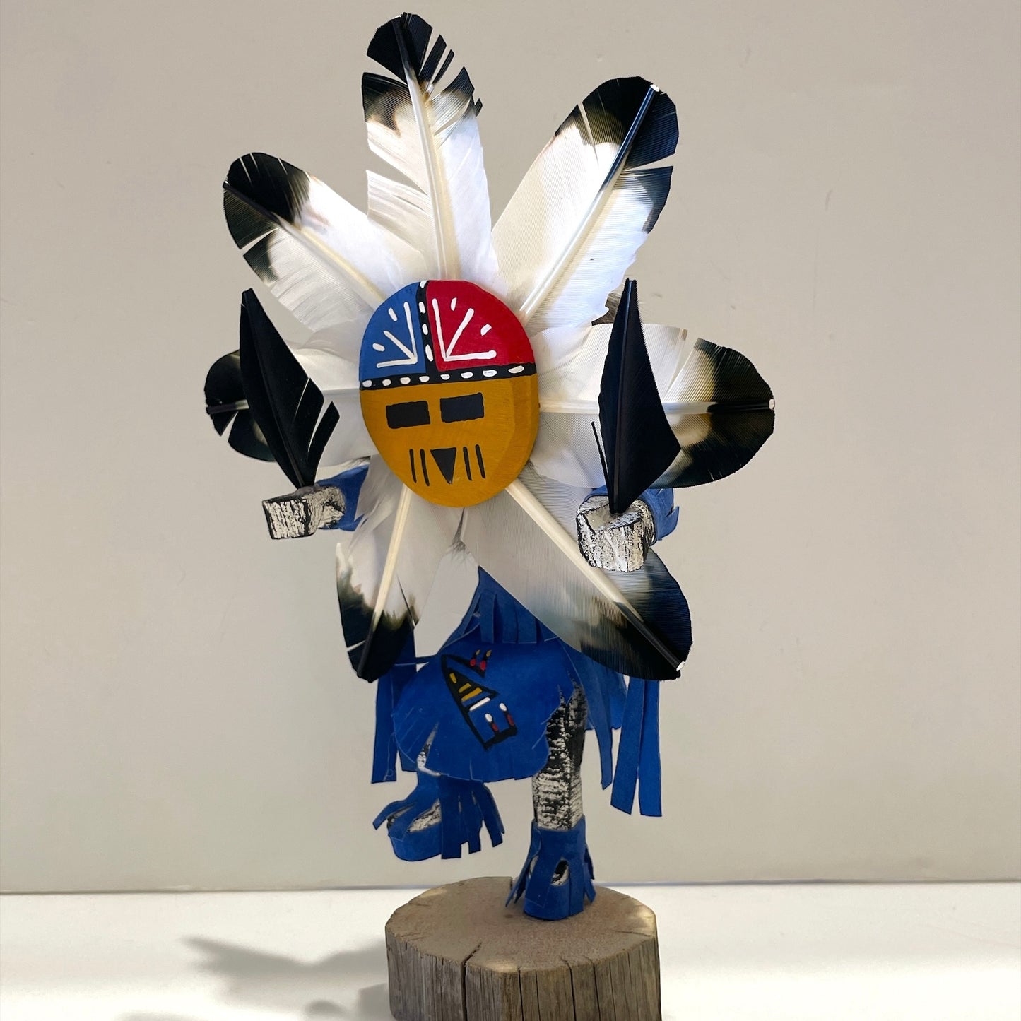 Native American Navajo Sunface Kachina Doll / Blue