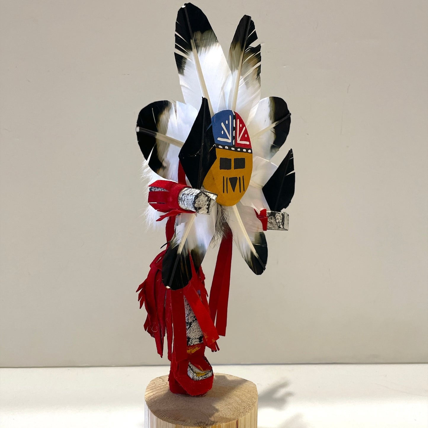 Native American Navajo Sunface Kachina Doll / Red