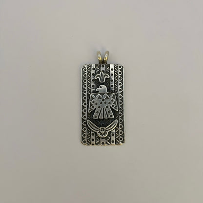 Stamped Thunderbird Bar Pendant By Bo Reeves